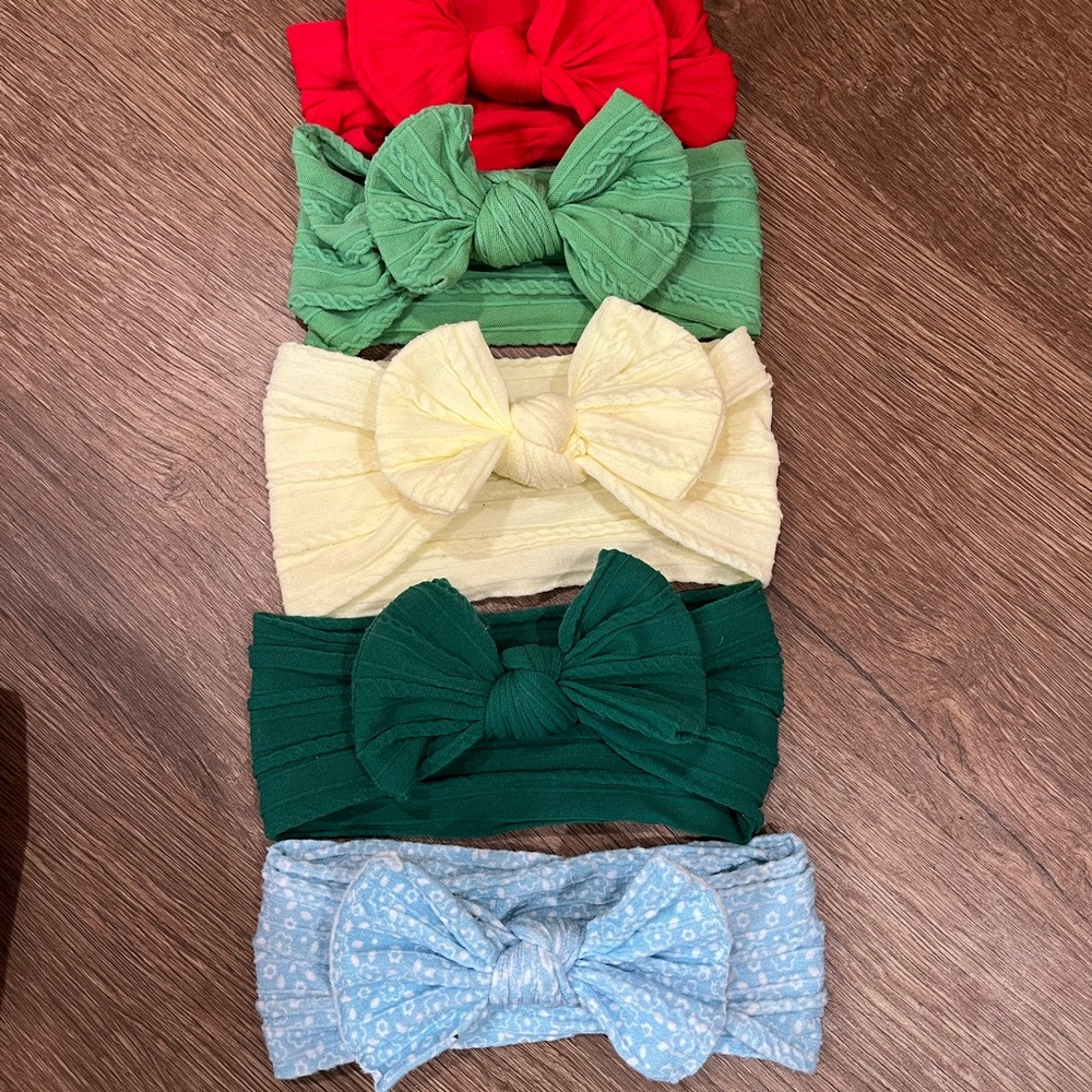 Knot Bow Headwrap Set - Red, Mint, Yellow, Dark Green, Light Blue